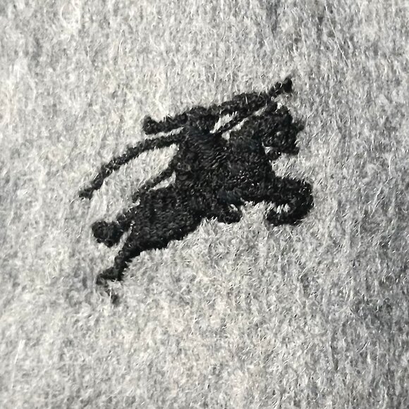 Luxury Vintage Gray Cashmere Burberry Scarf Embroidered Logo Fall Winter Scarves - Picture 5 of 6